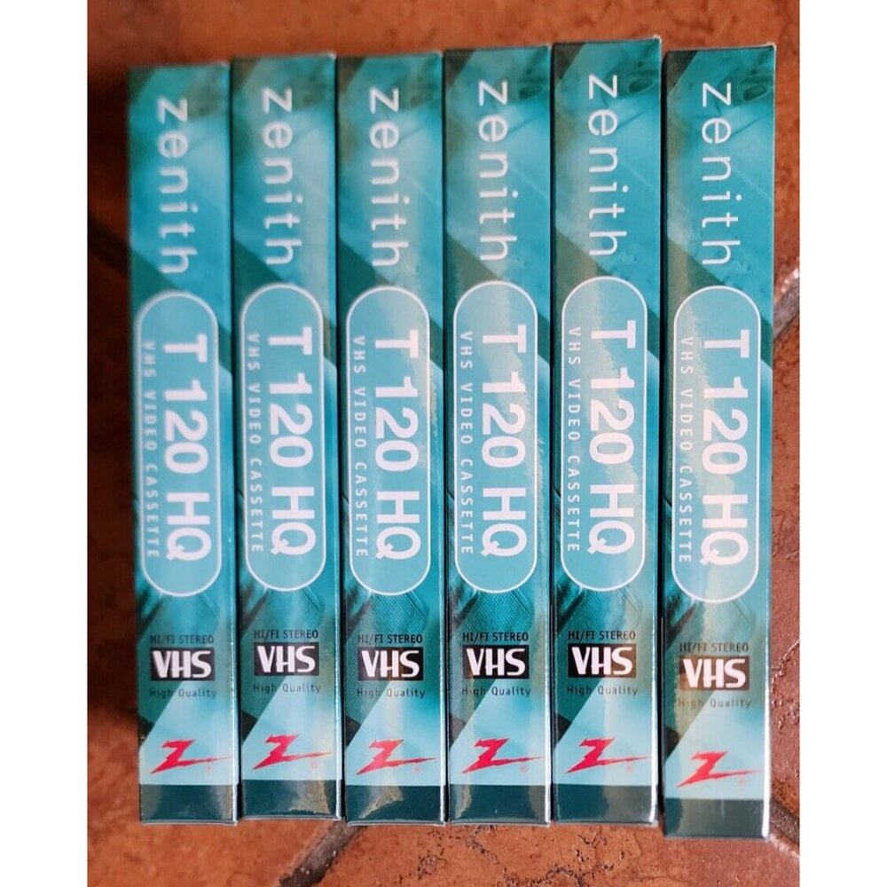 Lot of 6 Zenith T 120 HQ Blank VHS Video Cassettes‎ 6 Hour NEW Factory Sealed